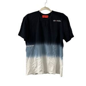 Vie Riche Paris Graphic T-shirt Men's Size L Ombre Blue‎ White